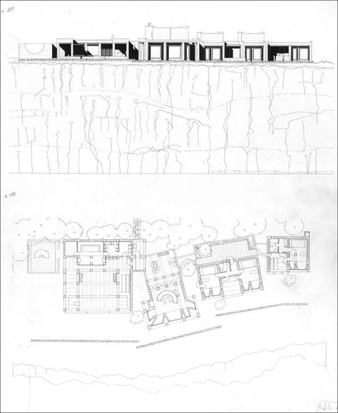 Jørn Utzon, Chen Hao · Can Lis, 1971-73 · Divisare Design To Draw, Jorn Utzon, Store Window Displays, Mallorca Spain, Plan Drawing, Majorca, Exhibition Space, Architecture Presentation, Architecture Plan