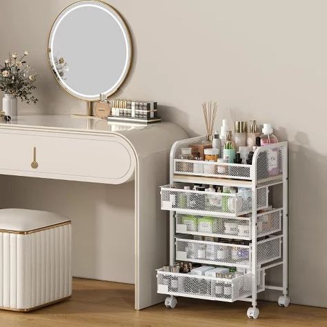 Home Storage Containers & Organizers : Page 45 : Target Rolling Makeup Station, Teenage Room Organization, Aesthetic Makeup Holder, Makeup Cart Organizer, Cute Storage Ideas For Bedrooms, Makeup Organization Bedroom, Cosmetics Organization Ideas, Small Bedroom Ideas Storage, Skincare Storage Ideas