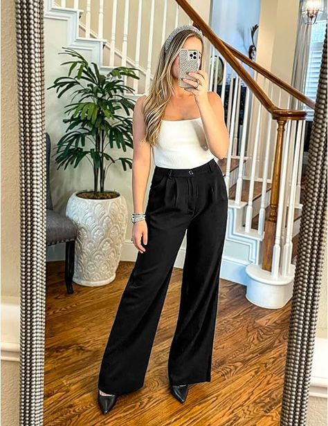 GRAPENT Wide Leg Pants for Women Work Business Casual High Waisted Dress Pants Flowy Trousers Office Flowy Trousers, High Waisted Dress, Loose Fitting Pants, High Waisted Dress Pants, Office Pants, Dressy Pants, Wide Trousers, Womens Business Casual, Flowy Pants