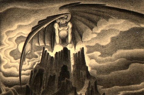 41 Strange on Twitter: "Concept Art by Kay Nielsen for the Demon Chernabog in Walt Disney's 'Fantasia'… " German Expressionism Film, Bald Mountain, Storyboard Drawing, Kay Nielsen, Animation News, Animation Disney, Fantasia Disney, German Expressionism, Fantasy Castle