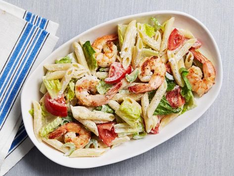 Shrimp Caesar Pasta Salad Recipe | Food Network Kitchen | Food Network Pasta Caesar Salad, Macaroni Salads, Shrimp Pasta Salad, Caesar Pasta Salad, Caesar Pasta, Resep Pasta, Resep Salad, Caesar Salad Recipe, Easy Meal Ideas