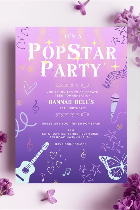 Disney Channel Birthday Party, Pop Star Birthday Party Ideas, Hannah Montana Party Ideas, Hannah Montana Bachelorette Party, Hannah Montana Birthday Party, Hannah Montana Party, 30s Birthday, Y2k Birthday, 26 Birthday