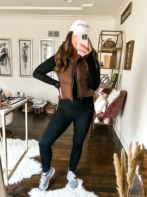 Long sleeve bodysuit under $50 and puffer vest under $40 are the perfect combo! Wearing a size S in both! Follow my shop @gucciandglam on the @shop.LTK app to shop this post and get my exclusive app-only content! #liketkit #LTKstyletip #LTKFind #LTKunder50 @shop.ltk https://liketk.it/42m0y Brown Bodysuit Outfit Winter, Styling Long Sleeve Bodysuit, Long Body Suit Outfits, Brown Long Sleeve Bodysuit Outfit, Full Bodysuit Outfit Ideas, Yoga Bodysuit Outfit, Long Bodysuit Outfit, Yoga Jumpsuit Outfit, Bodysuit With Leggings