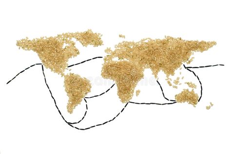 Brown rice world map with trade routes. World map and trade routes made from bro #Sponsored , #Sponsored, #Sponsored, #rice, #map, #World, #world Rice Map, Conceptual Image, Make A Map, Map World, Fantasy World Map, World Trade, Brown Rice, Brochure Template, Fantasy World