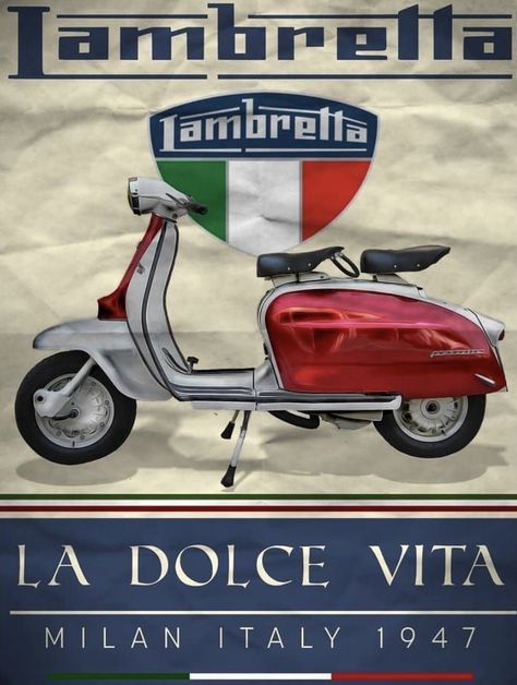 Modified Scooter, Lambretta Vintage, Art Moto, Belt Ideas, Engine Working, Italian Scooter, Retro Scooter, Mod Scooter, Vintage Motorcycle Posters