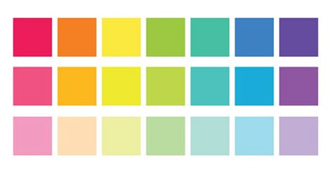 Rainbows brights and pastels are especially common amongst kawaii artwork Color Pallets Rainbow, Pastel Rainbow Pallet, Pastel Rainbow Colour Palette, Rainbow Colors Palette, Bright Rainbow Color Palette, Colour Palette Rainbow, Bright Pastel Color Palette, Kawaii Color Palette, Pastel Rainbow Color Palette