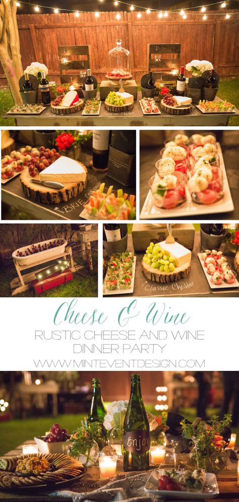 Cheese and Wine Rustic Party — Mint Event Design Girls Night Food Appetizers, Cheese And Wine Party Ideas, Wine Party Games, Wine Party Ideas, Wine Tasting Birthday Party, Wine Party Decorations, Wine Party Invitations, Wine Party Appetizers, Wine Birthday Party