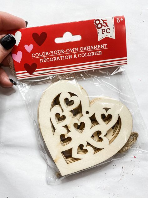 Valentine Day Dollar Tree Crafts, Dollar Tree Wooden Hearts Crafts Ideas, Wooden Heart Ideas, Dollar Tree Wooden Heart Ideas, Dollar Tree Love Sign Diy, Dollar Tree Valentines Day Crafts, Dollar Tree Heart Crafts, Dollar Tree Valentines Diy Ideas 2023, Valentine’s Crafts