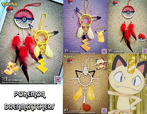 Pokemon dreamcatchers. Gotta make 'em all! Pokemon Room, Pokemon Diy, Pokemon Craft, Dream Catcher Diy, Creative Skills, Fun Crafts For Kids, Macrame Diy, Crafts To Sell, Diy Projects To Try