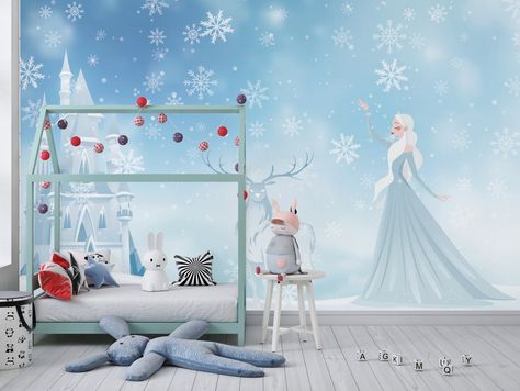 Excited to share the latest addition to my #etsy shop: Snow Princess Wallpaper. Snow Queen Kids Mural.Winter Theme Customizable Kids Wallpaper. Ice Princess Nursery Mural.Removable Wallpaper https://etsy.me/3FxCt4o #blue #birthday #newyears #white #snowprincess #gift Frozen Wall Mural, Frozen Theme Room, Nursery Wallpapers, Princess Mural, Trend Wallpaper, Wallpaper Snow, Kids Mural, Castle Wallpaper, Frozen Bedroom