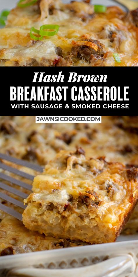 This Easy Hash Brown Breakfast Casserole with Sausage and Smoked Gryere Cheese is an easy and delicious family size breakfast you can prep in advance, and pop in the oven when you're ready to eat! Hash Brown Breakfast Casserole, Sausage Hashbrown Breakfast Casserole, Hashbrown Breakfast, Hash Brown Breakfast, Sausage Hash, Best Breakfast Casserole, Breakfast Hashbrowns, Hashbrown Breakfast Casserole, Breakfast For A Crowd