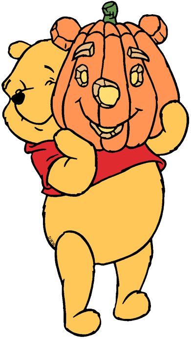 clip art of Winnie the Pooh holding a jack-o'-lantern on Halloween #winniethepooh, #halloween Halloween Pooh Bear, Disney Halloween Drawings, Winnie The Pooh Halloween Wallpaper, Disney Halloween Characters, Halloween Cartoons Drawing, Fall Winnie The Pooh, Piglet Halloween, Halloween Cartoon Characters, Winnie The Pooh Fall