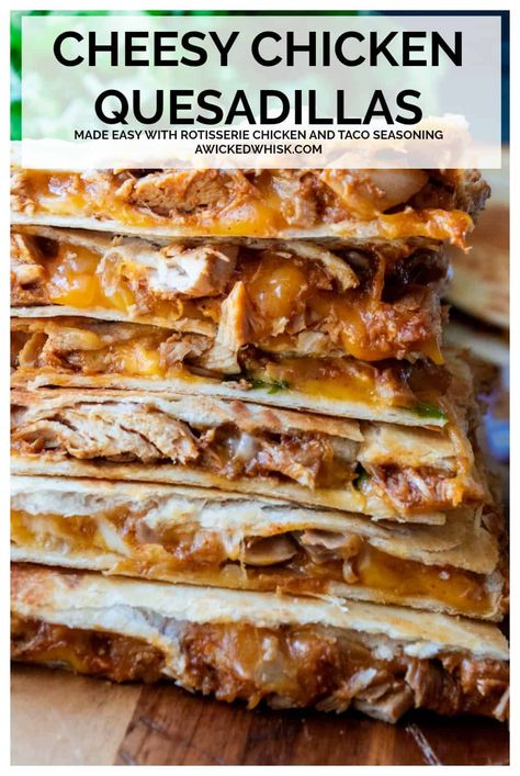 Easy Taco Recipes Beef, Taco Recipes Beef, Tacos Recipes Beef, Chicken Quesadillas Easy, Beef Taco Pasta, Easy Chicken Quesadilla Recipe, Rotisserie Chicken Tacos, Taco Chicken, Recipes Using Rotisserie Chicken