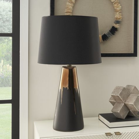 Bring raw beauty to your surroundings with this modern table lamp. Made from cement in a classic urn shape, it adds a distinctively organic vibe to your side table or nightstand. Enjoy a relaxing vibe with its tapered drum shade that diffuses a cool glow. Night Stand Lamps Master Bedrooms, Dark Romantic Bedroom, Copper Table Lamp, Farmhouse Lamps, Modern Rustic Living Room, Art Deco Table Lamp, Side Table Lamps, Nightstand Lamp, Ceramic Table Lamp