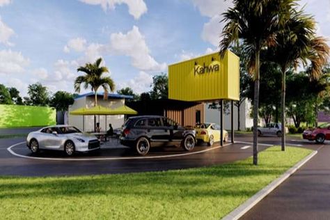 20 Shipping Container Coffee Shop and Café Ideas for 2023 | Container Addict Container Drive Thru Coffee, Container Drive Thru, Drive Thru Design, Coffee Drive Thru, Shipping Container Coffee Shop, Coffee Shop Container, Shipping Container Restaurant, Shipping Container Cafe, Drive Thru Coffee