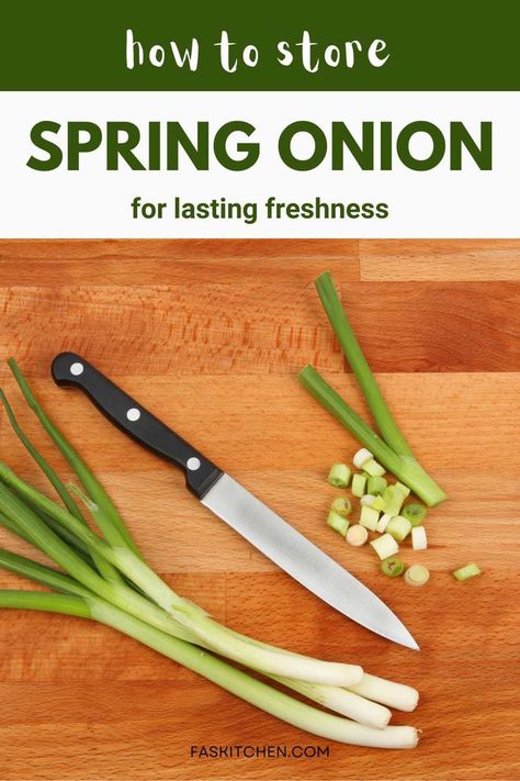 A Pinterest pin showing simple steps to store spring onions. The image features fresh spring onions and easy-to-follow storage tips to keep them crisp and fresh for longer. Ideal for home cooks looking to maintain their veggies. #SpringOnions #KitchenTips #FreshFood Store Fresh Herbs, Storage Tips, Spring Onions, Delicious Vegetables, How To Store, Spring Onion, Leafy Greens, Find Recipes, Green Onions