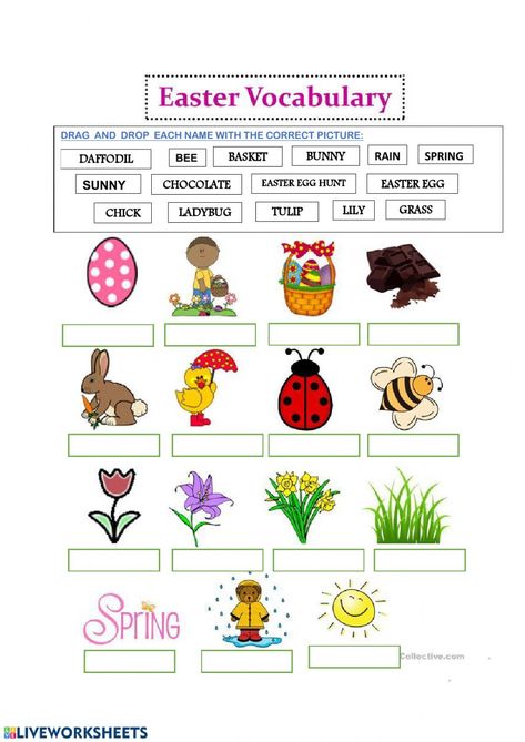 Easter online worksheet for SEGUNDO DE PRIMARIA. You can do the exercises online or download the worksheet as pdf. Easter Vocabulary For Kids, Easter English Worksheet, Easter Worksheets For Kids, Easter Reading Comprehension, Easter Crossword, Easter Homeschool, Easter Lessons, Easter Worksheets, Elementary Learning