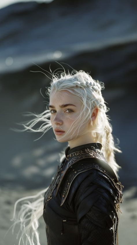 Fantasy White Hair, Girl With White Hair, Blonde Hair Characters, Sea Maiden, White Blonde Hair, Targaryen Art, Targaryen Aesthetic, White Blonde, Viking Warrior