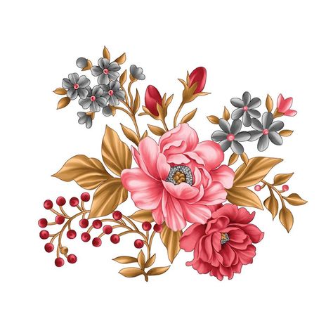 Textile Flower Design, Digital Flowers Design Hd, Botanical Flower Pattern, Floral Illustrations Watercolor, Botanical Flower Illustration, Botanical Flowers Png, Digital Flowers Png Hd, Floral Digital Art, Digital Flowers Png