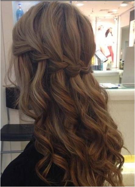 Half up Waterfall Braid Hairstyle, Winter Hair Care, Rambut Brunette, French Braid Hairstyles, Waterfall Braid, Fancy Hairstyles, Short Hairstyle, Formal Hairstyles, Braids For Long Hair