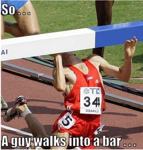 My favorite joke EVER:  A guy walks into a bar.  Ouch.  (To my credit, I heard it after a 24 hour bus ride full of high school students. I was was a little punchy.) Funny Sports Pictures, Bloc Party, E Mc2, Embarrassing Moments, Sports Pictures, Funny Bunnies, E Card, Sports Humor, Laughing So Hard