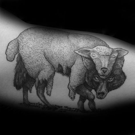 Woodworking Tattoo Ideas, Wolf In Sheeps Clothing Tattoo, Small Irish Tattoos, Mandala Tattoo Sleeve Women, Owl Thigh Tattoos, Wolf In Sheeps Clothing, Small Fish Tattoos, Unique Tattoos For Men, Black And Grey Tattoo