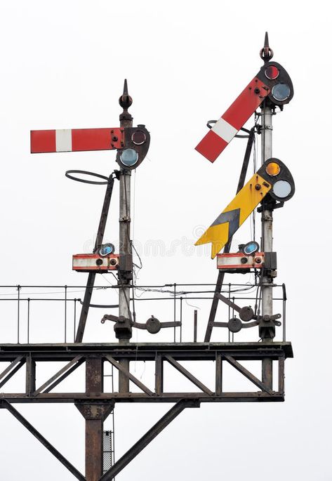 Old Railway Semaphore Signals Stock Image - Image of closeup, railroad: 23359445 Railway Signalling, Future Train, Old Railway Station, Railroad Lights, Old Railway, Traffic Sign, Steam Engine Trains, Old Train Station, Train Room