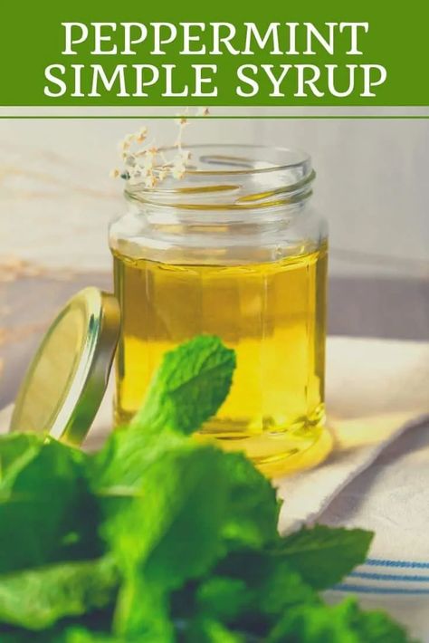 Peppermint Simple Syrup Recipe, Peppermint Simple Syrup, Peppermint Syrup Recipe, Simple Syrup Recipe, Homemade Cough Remedies, Peppermint Syrup, Mint Simple Syrup, Cold And Cough Remedies, Simple Syrup Recipes