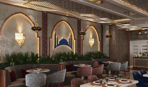 Turkish Interior Design, Turkish Cafe, Modern Arabic Interior, Cafe Design Inspiration, Restaurant Floor Plan, Rooftop Restaurant Design, Moroccan Restaurant, Middle Eastern Restaurant, Turkish Restaurant