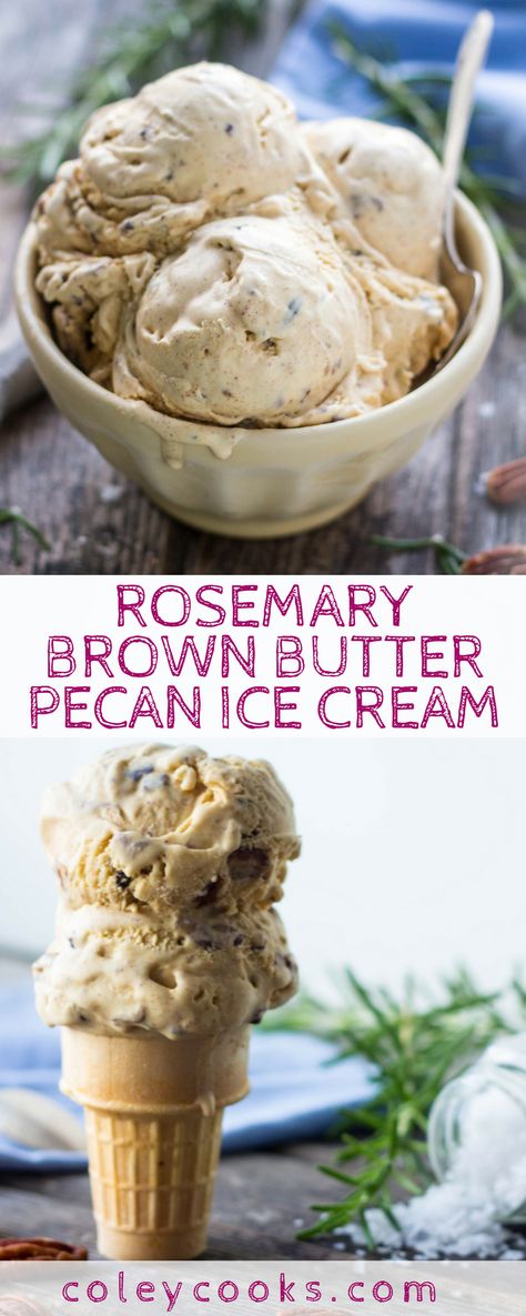 Rosemary Brown Butter Pecan Ice Cream | Coley Cooks... Swedish Skincare, Butter Pecan Ice Cream, Pecan Ice Cream, Frozen Dessert Recipe, Sorbet Recipes, Ice Cream Popsicles, Butter Pecan, Ice Cream Flavors, Ice Creams