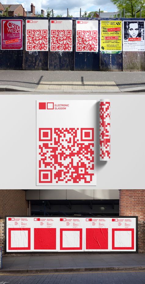 Qr Code Design Posters, Self Promotion Poster, Interactive Poster Design Creative, Qr Code Poster Design Creative, Qr Poster Design, Qr Code Graphic Design, Qr Code Ideas Creative, Club Promotion Poster, Re Opening Poster