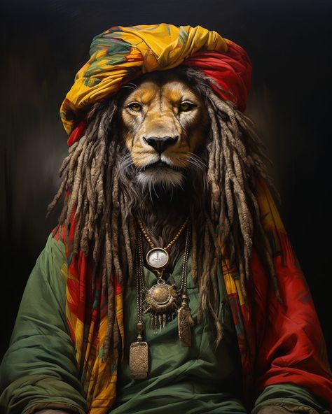 Rasta Lion Rasta Lion, Animal Portraits Art, Image Swag, Arte Animal, Digital Art Prints, Poster Frame, Pet Portraits, Animal Pictures, Animals Wild