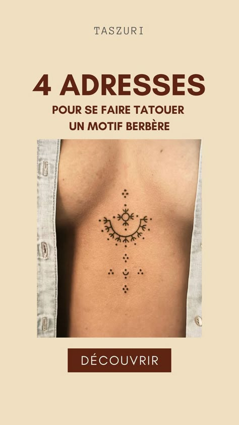 Le tatouage amazigh a traversé des générations. Alors que nos grand-mères se faisaient graver le corps et le visage de ces jolis motifs, beaucoup d'entre nous rêvent de faire de même: pour leur rendre honneur ou tout simplement pour la finesse et la signification forte de ces symboles. Alors que certains ont déjà franchi le cap, d'autres n'ont pas encore le courage... et puis il y a ceux qui meurent d'envie de se faire tatouer mais qui n'ont pas trouvé LE ou LA tatoueur/se. Berber Tattoo, Tatoo Inspiration, Bee Tattoo, Symbol Tattoos, Simplistic Tattoos, Cruelty Free Beauty, Pen Art, Body Tattoos, Line Art Drawings