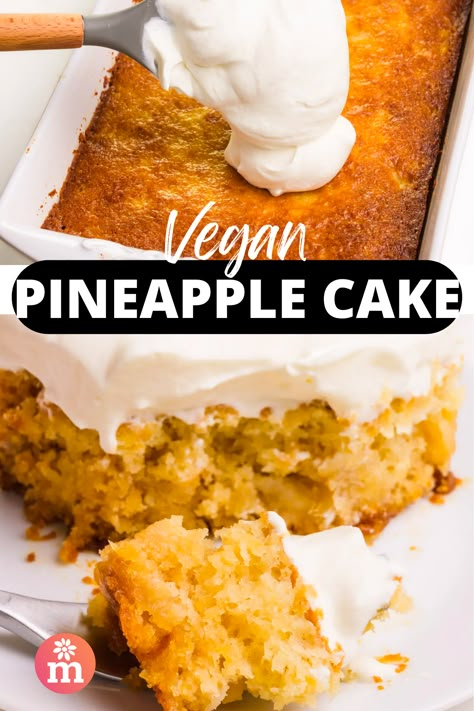 Pineapple Cake Vegan, Vegan Gooey Butter Cake, Pineapple Cake Gluten Free, Vegan Pineapple Dessert, Vegan Pineapple Cake, Pineapple Coconut Cake Easy, Vegan Pineapple Recipes, Vegan Pineapple Upside Down Cake, Eggless Pineapple Cake