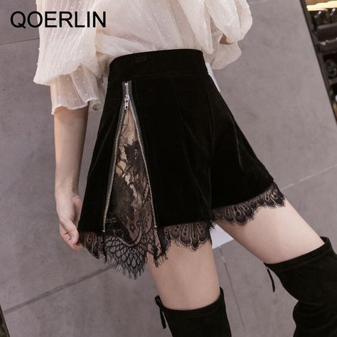 Brand Name: QoerliNMaterial: COTTONDecoration: LaceOrigin: CN(Origin)Waist Type: HIGHPant Style: RegularGender: WOMENFit Type: LOOSEAge: Ages 18-35 Years OldStyle: CasualModel Number: Q-2324Item Type: ShortsClosure Type: Zipper FlyMaterial Composition: cottonPattern Type: SolidColor: blackSize: S-XLFashion High Waist Shorts: Shorts for 4 SeasonElegant Short Shorts: Plus Size Fashion Women ClothingWomen Clothing: High Waist ShortsHot Shorts: Shorts Pants Short Plus Size Fashion, Shorts Korean, Shorts Plus Size, Velvet Shorts, Zipper Shorts, Xl Fashion, Casual Fall Outfits, Affordable Clothes, Chic Dress