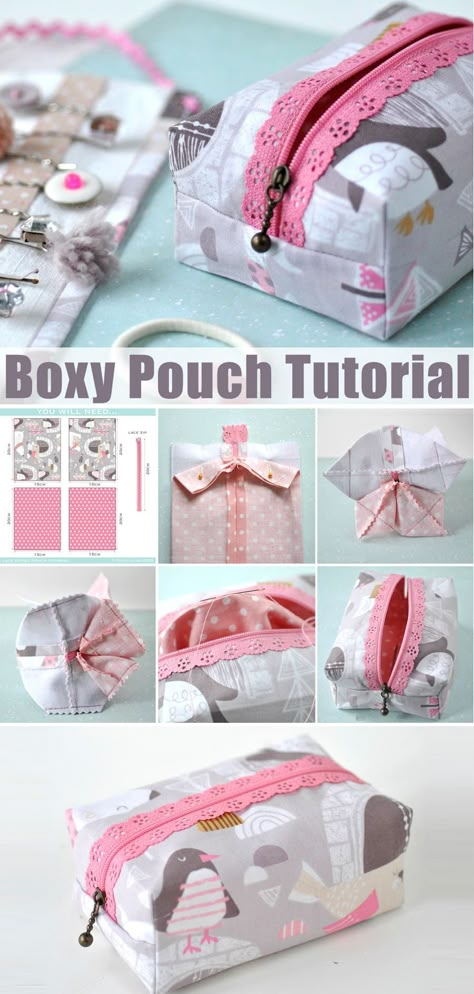 Boxy Lace Zipper Pouch Tutorial Drawstring Bag Tutorials, Idee Cricut, Pouch Sewing, Zipper Pouch Tutorial, Pouch Tutorial, Trendy Sewing, Sewing Tutorials Free, Costura Diy, Sew Ins