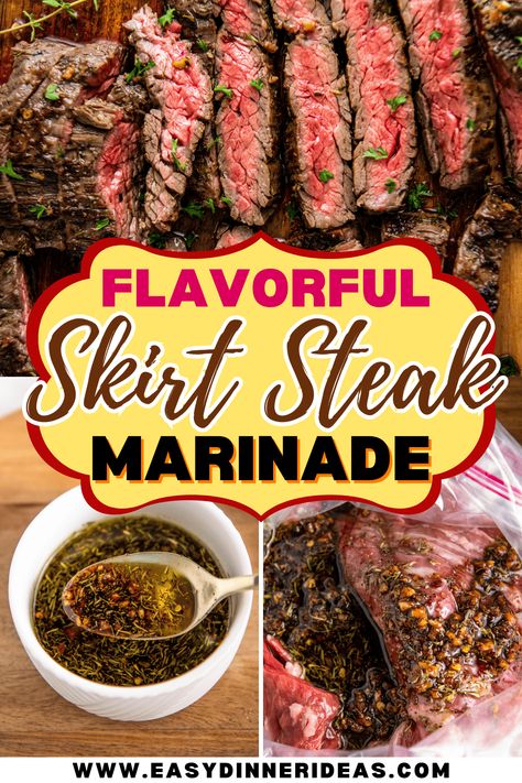 This easy skirt steak marinade is the perfect way to add maximum flavor to your flank steak, while also making it super tender and juicy. Made with easy ingredients you probably already have on hand, this marinade will be a new family favorite! Argentine Steak Marinade, Skirt Stake Marinade, Lime Flank Steak Marinade, Skirt Steak Fajita Marinade, Flat Steak Marinade, How To Marinate Skirt Steak, Marinade For Fajitas Skirt Steak, Quick Skirt Steak Marinade, Easy Skirt Steak Marinade