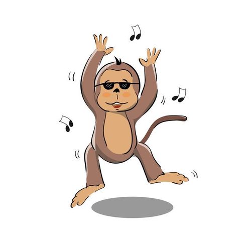 Funny dancing monkey handdrawn | Premium Vector #Freepik #vector #background Dancing Animals Drawing, Monkey Illustration Drawing, Dancing Monkey, Funny Monkeys, Rocket Cartoon, Monkey Dance, Shot Ski, Monkey Funny, Dancing Drawing