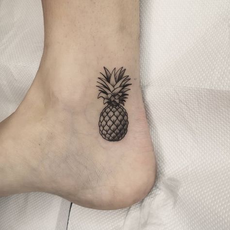 Small Pineapple Tattoos For Women, Fine Line Pineapple Tattoo, Tiny Pineapple Tattoo, Small Pineapple Tattoo, Tattoo Pineapple, Pineapple Tattoos, Pinapple Tattoos, Scotland Tattoo, Heel Tattoos