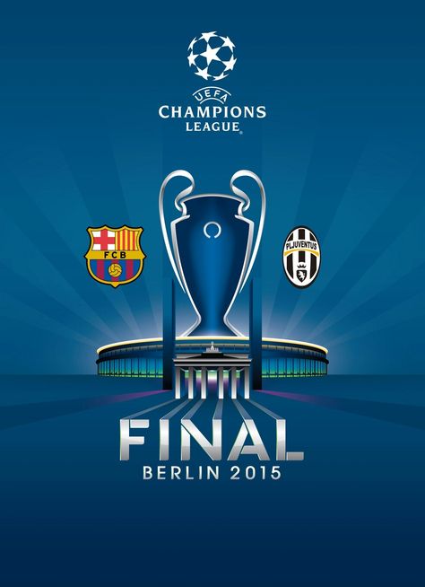 Barcelona 3 Juventus 1 in May 2015 in Berlin. Programme cover for the Champions League Final. Champions Poster Design, Champions League Design, Champions League Logo, Champions League Final 2023, Champions League Juventus, Champions League Poster, Champions League Final Poster, Sport Poster Design, Champions League Final