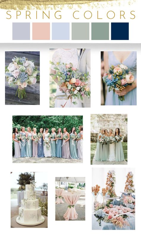 Sage Green Blue And Pink Wedding, Pink Blue And Green Wedding Theme, Pink Blue Green Color Palette Wedding, Wedding Colors Blues And Pinks, Powder Blue Wedding Palette, Pastel Pink Blue Green Wedding, Wedding Color Palette Pink And Blue, Blue Color Palette Wedding, Powder Blue Wedding