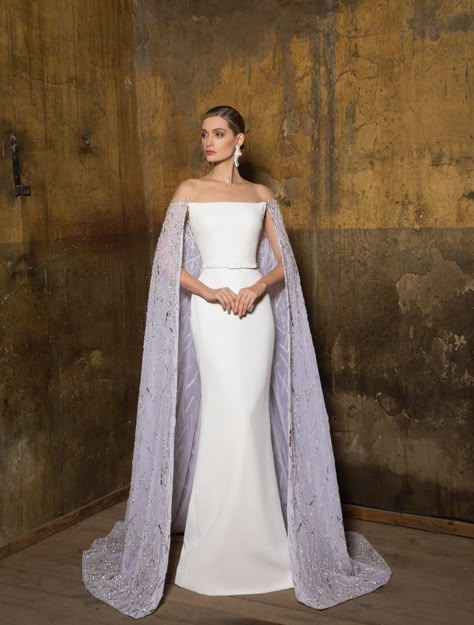 Royalty Dresses Gowns, Danish Dress, Wedding Dress With Cape, Dress With Cape, Couture Ready To Wear, Luxury Wedding Decor, Runway Fashion Couture, Bridal Cape, Long Gowns