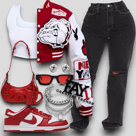 Red Birthday Outfit, Birthday Outfit Red, Fye Outfits, Hair Roblox, Teen Swag, Red Outfits, Teen Swag Outfits, Cute Nike Outfits, Fasion Outfits