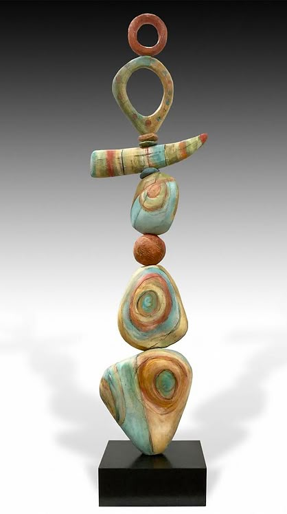 Garden Stacks, Ceramic Totem Poles, Pottery Totem, Clay Totem, Ceramic Garden Art, Totem Ideas, Ceramic Totem, Ceramic Totems, Totem Pole Art