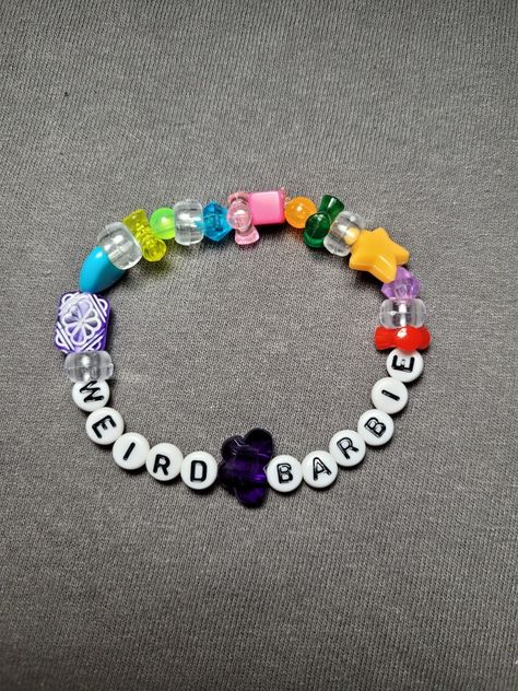 Barbie Kandi, Funny Kandi Bracelets, Barbie Barbie Movie, Weird Barbie, Fire Bracelet, Bracket Ideas, Kandi Inspo, Pony Bead Bracelets, Bracelets Making