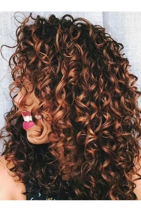 Brunette Curls with Auburn Balayage Bridesmaid Chignon, Dark Auburn Hair Color, Dark Auburn Hair, Spiral Perm, Auburn Balayage, Highlights Curly, Curly Color, Low Chignon, Hair Messy