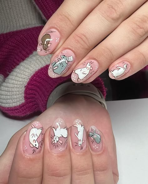 Lexi | 🎶✨REMY THE RATATOUILLE THE RAT OF ALL MY DREAMS ✨🎶 . How cute are these little rat nails?? I was seriously giddy when my sister agreed to... | Instagram Remy Ratatouille Nails, Ratatouille Nail Art, Ratatouille Nails, Maximalism Nails, Sleeping Beauty Nails, Movie Inspired Nails, Japanese Style Nails, France Nails, Mouse Nail Art