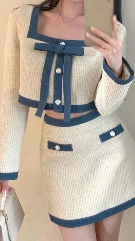 Elegant tweed suits for autumn ❤️ #outfitoftheday #autumndress Chic Dress Classy, Look Formal, New Jeans Style, Bandeau One Piece Swimsuit, Korean Fashion Casual, Kawaii Fashion Outfits, Girly Dresses, Tweed Suits, Estilo Chic