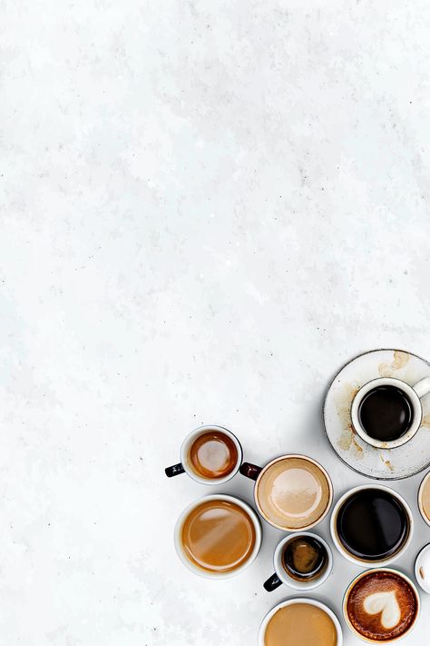 Coffee cups on a white marble textured wallpaper | free image by rawpixel.com Cafe Background Aesthetic, Coffee Background, Coffee Shop Coffee, Background Coffee, Coffee Substitute, Coffee Shot, Retro Cafe, Pastel Clouds, Free Illustration Images