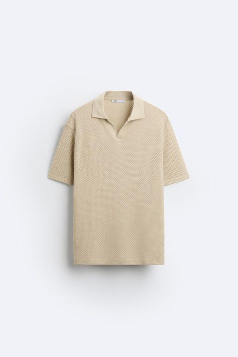 TEXTURED POLO - taupe brown | ZARA United States Textured Polo, Zara United States, Lapel Collar, Polo Shirt, Indonesia, Short Sleeves, Zara, United States, Relaxed Fit